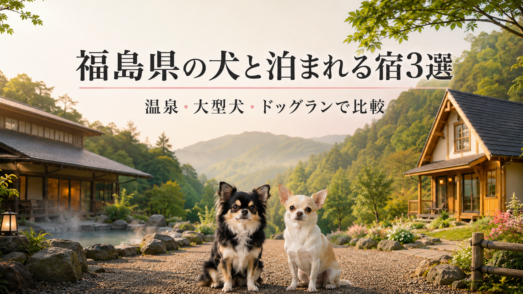 福島県の犬と泊まれる宿3選を紹介するチワワ旅行のアイキャッチ